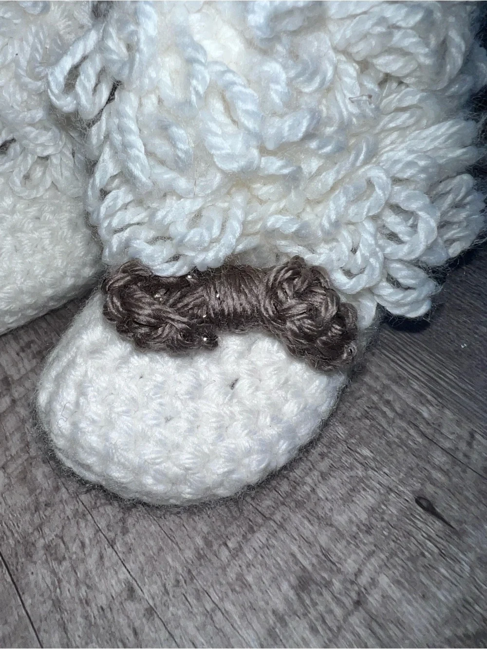 Handmade White Crochet Baby Booties with Button Detail